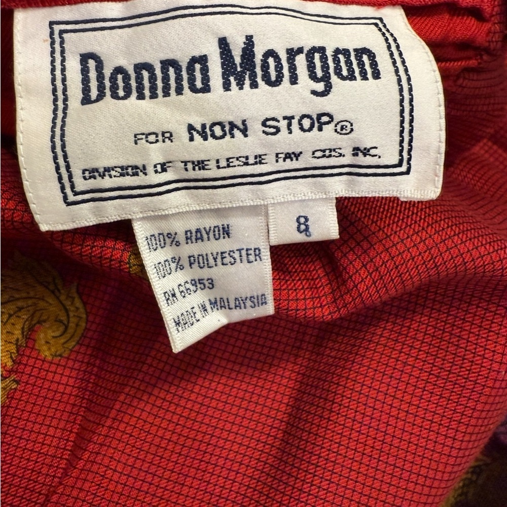 Vintage Donna Morgan for Non Stop Red & Gold Floral Midi‎ Skirt – Size 8 - Picture 2 of 5